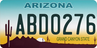 AZ license plate ABD0276