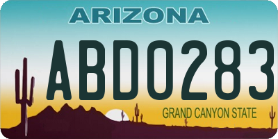 AZ license plate ABD0283