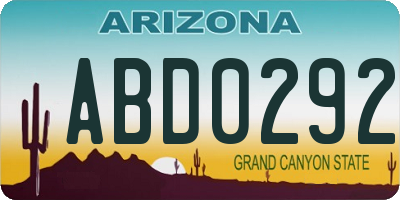 AZ license plate ABD0292