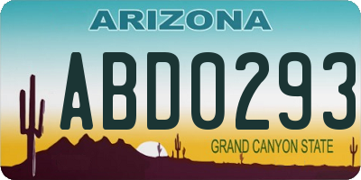 AZ license plate ABD0293