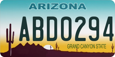 AZ license plate ABD0294