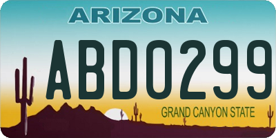 AZ license plate ABD0299