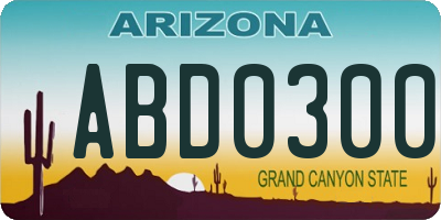 AZ license plate ABD0300