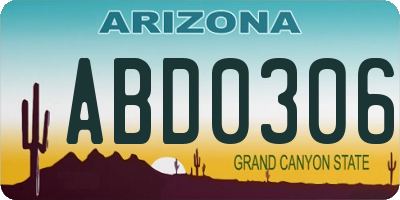 AZ license plate ABD0306