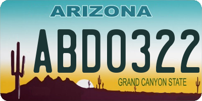 AZ license plate ABD0322