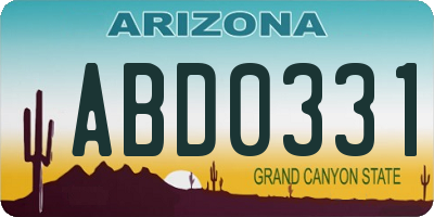 AZ license plate ABD0331