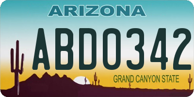 AZ license plate ABD0342