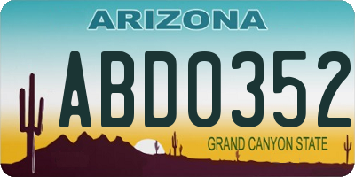 AZ license plate ABD0352