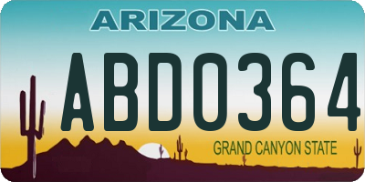 AZ license plate ABD0364