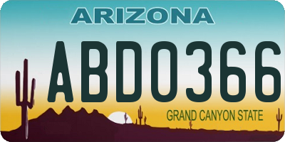 AZ license plate ABD0366
