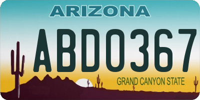 AZ license plate ABD0367