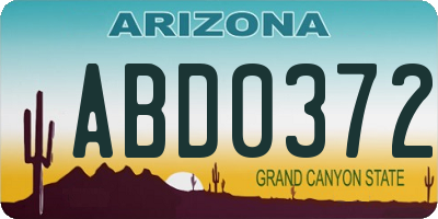 AZ license plate ABD0372