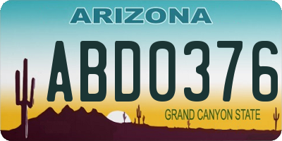 AZ license plate ABD0376