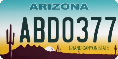AZ license plate ABD0377