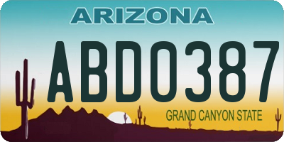 AZ license plate ABD0387