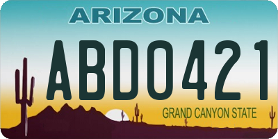 AZ license plate ABD0421