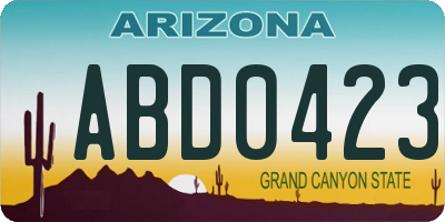 AZ license plate ABD0423