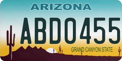 AZ license plate ABD0455