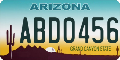 AZ license plate ABD0456