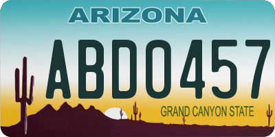 AZ license plate ABD0457