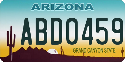 AZ license plate ABD0459