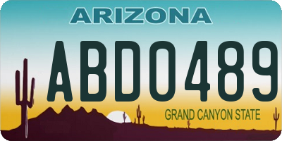 AZ license plate ABD0489