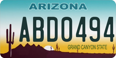 AZ license plate ABD0494