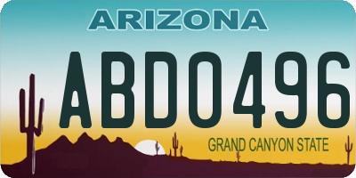 AZ license plate ABD0496
