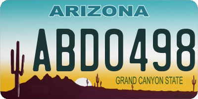 AZ license plate ABD0498