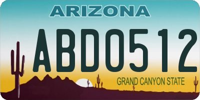 AZ license plate ABD0512
