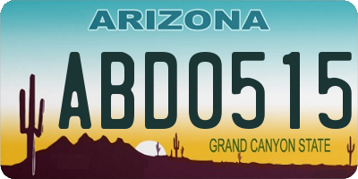 AZ license plate ABD0515