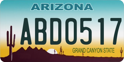 AZ license plate ABD0517