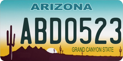 AZ license plate ABD0523