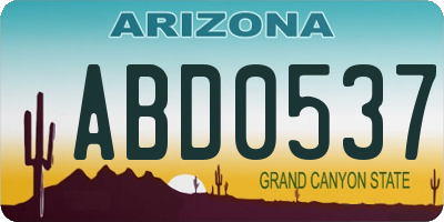 AZ license plate ABD0537