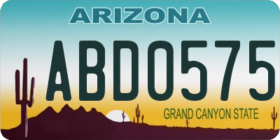 AZ license plate ABD0575