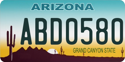 AZ license plate ABD0580
