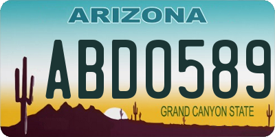 AZ license plate ABD0589