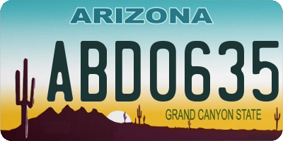 AZ license plate ABD0635
