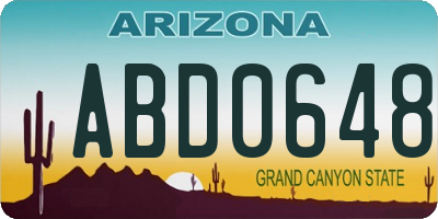 AZ license plate ABD0648