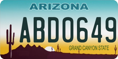 AZ license plate ABD0649