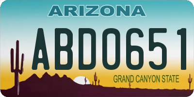 AZ license plate ABD0651
