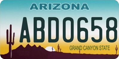 AZ license plate ABD0658