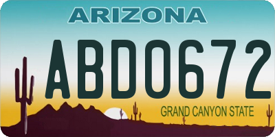 AZ license plate ABD0672