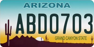 AZ license plate ABD0703