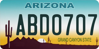 AZ license plate ABD0707