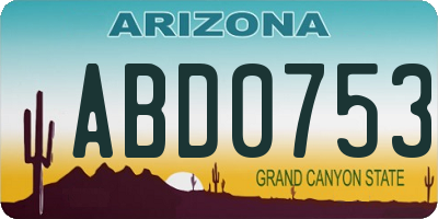 AZ license plate ABD0753