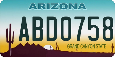 AZ license plate ABD0758