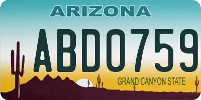 AZ license plate ABD0759
