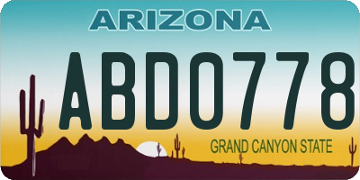 AZ license plate ABD0778