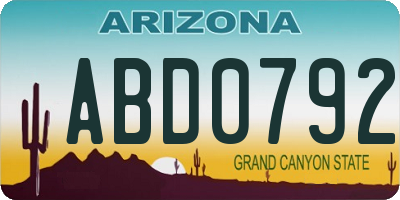 AZ license plate ABD0792